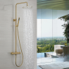 Colonne de douche dorée brossé thermostatique, Atol