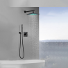 Composition de douche thermostatique led, Angus noire mat